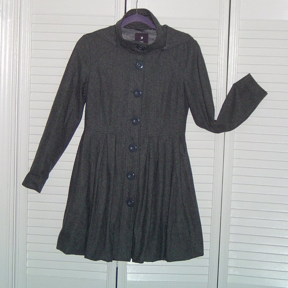 XXI Junior's Size Medium Grey Wool Hip Length Coat